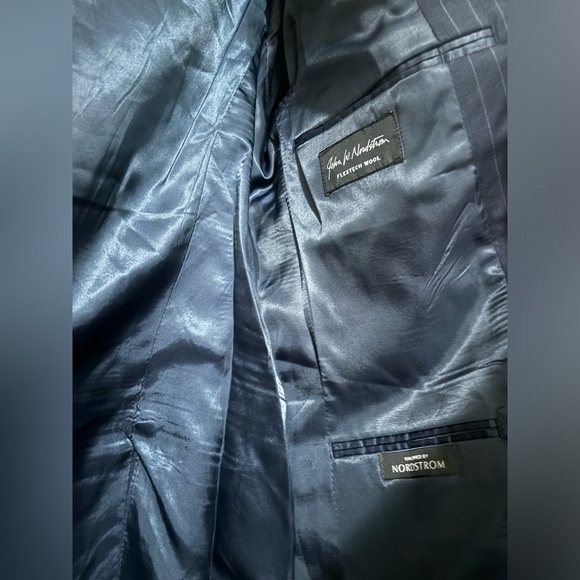 John W. Nordstrom Classic Navy Pinstripe Men's Blazer - Picture 2 of 3